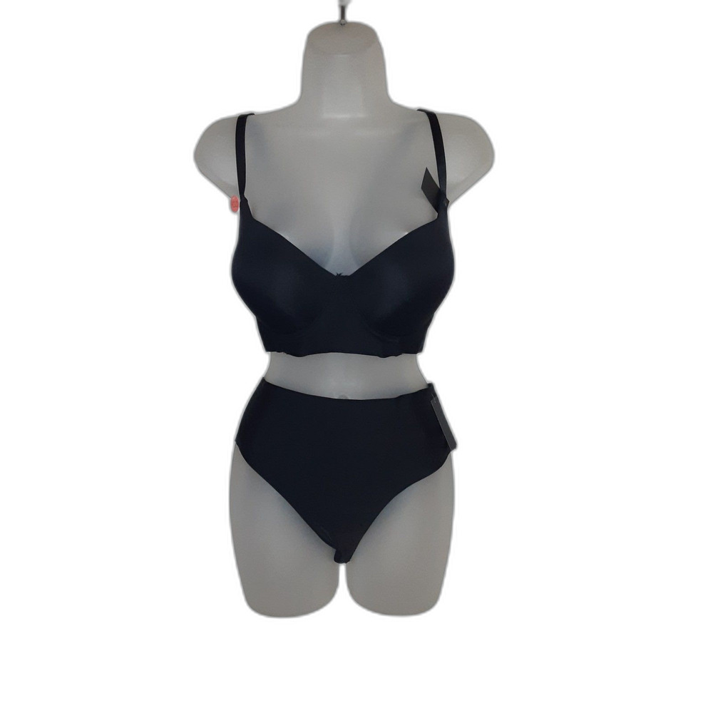 Younita 38D Black Seamless Push Up Bra and Size XL Laser Cut Seamless Panty NWT